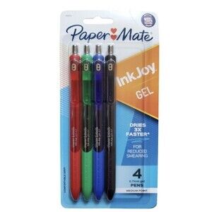 Paper Mate Gel Pens InkJoy Retractable 0.7mm Medium Point Pack Of 4 NEW